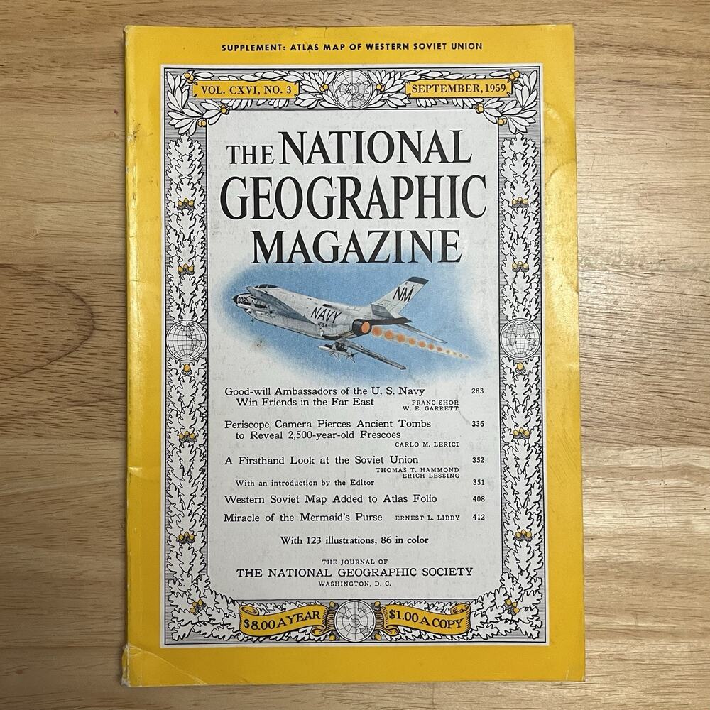 Vintage National Geographic September 1959 Navy Ancient Tombs Soviet Union